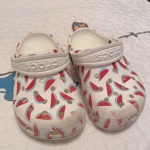 Watermelon Crocs, size 8